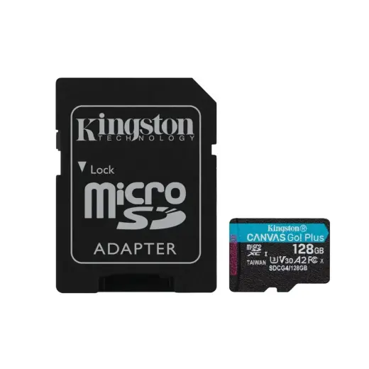 Kingston memory card 128GB microSDXC Canvas Go Plus Gen4 200MB/s A2 U3 V30 + adapter Фото num