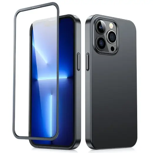 Joyroom 360 Full Case front and back cover for iPhone 13 Pro + tempered glass screen protector black (JR-BP935 black) Photo