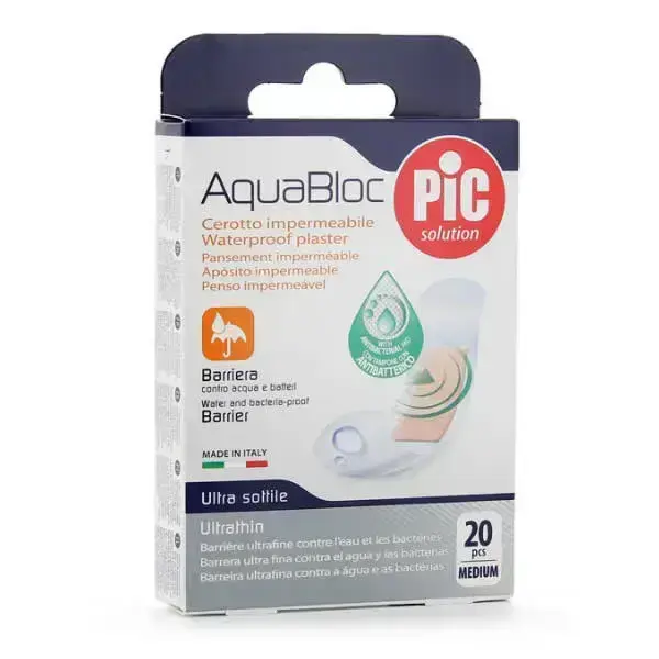 Pic Solution Pic Aquabloc With Bactericidal Adhesive Dressing 19x72mm 20uts