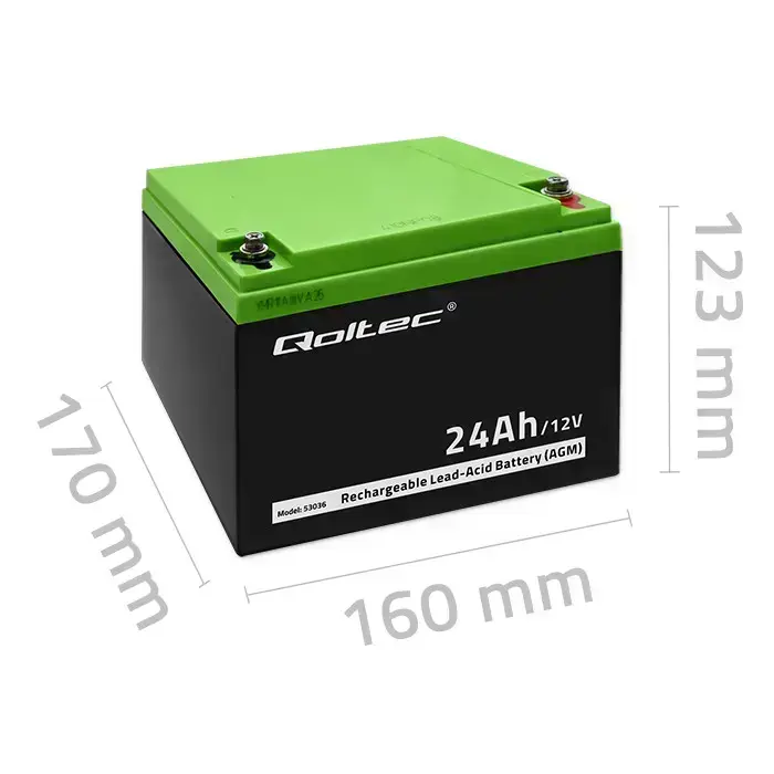 Qoltec AGM battery | 12V | 24Ah | Maintenance-free | Efficient| LongLife | for UPS, scooter Foto 8