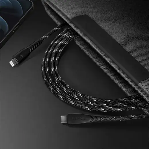 Energea Nyloflex провод для передачи данных и зарядки | MFI | USB-C на Lightning | 15W | 1.5m | черный Фото num