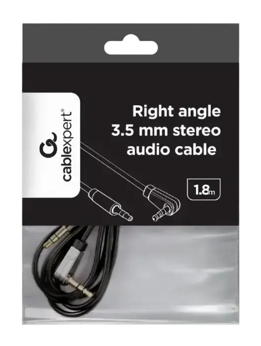 Cablexpert CCAP-444L-6 Right-Angle Stereo Audio Cable 3.5 mm Jack to 3.5 mm Jack, 1.8 m