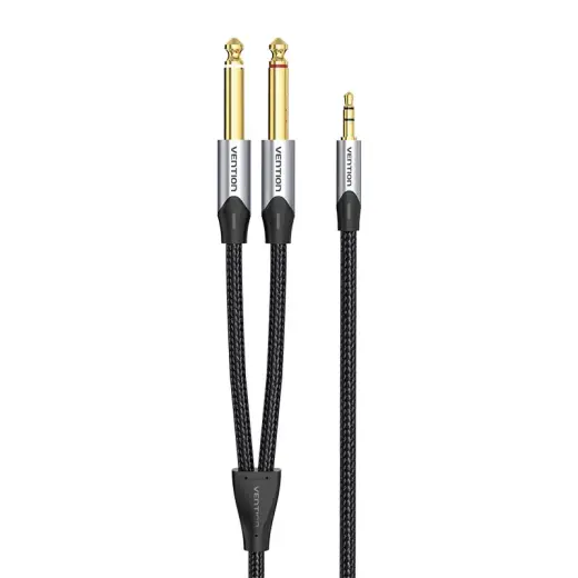 Audio cable mini jack 3.5mm to 2x jack 6.35mm male Vention BARHK 8m Фото num