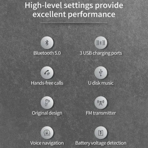 Rock Transmiter FM B301 MP3, Bluetooth - 2xUSB + Type C + micro SD - 36W black Foto 5