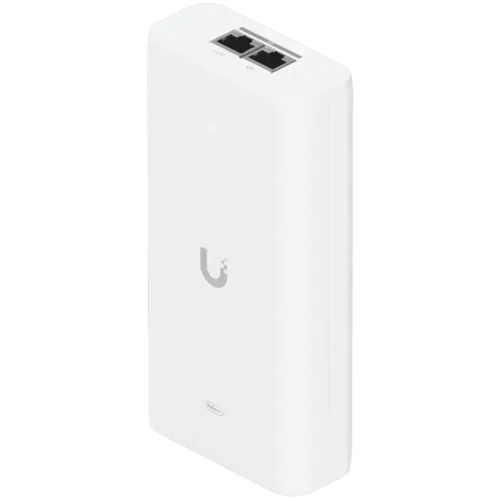Ubiquiti UniFi 10G PoE+++ Adapter (90W), can power UniFi PoE+++ devices, reduce dependency on PoE switch power, and provide a Multi-Gigabit LAN connection, Contains RJ45 data input, AC cable with earth ground, and PoE+++ output