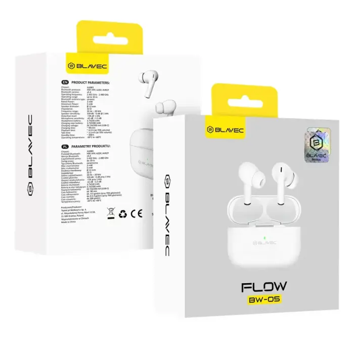 Blavec Bluetooth TWS Earphones BW-05 Flow (BW05F-W) white Foto 11