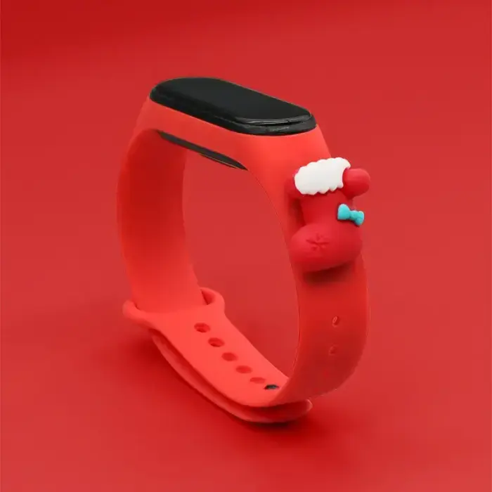 Strap Xmas for Xiaomi Mi Band 3 / 4 Christmas Silicone Strap Bracelet with Sock - Red Foto 2