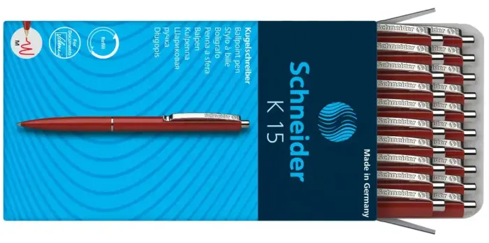 Lodīšu pildspalva SCHNEIDER K15, sarkans korpuss, sarkana tinte Photo