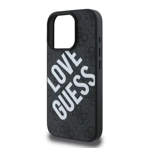 Guess PU Leather 4G Big Love Logo MagSafe Case for iPhone 16 Pro Black Фото num