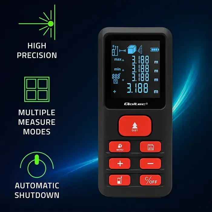 Qoltec Precise digital laser distance meter with an electronic level | LCD with backlight | 50m Foto 2