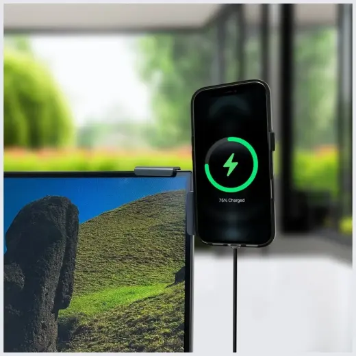 Magnetic mount 4smarts Screen Mount Qi2 Monitor Mount for smartphone grey Photo