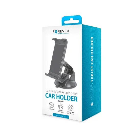 Forever TSH-100 Universal Car Holder 10cm Window | Panel Mechanism (2-19.5cm) for Phone or Tablet Black Photo
