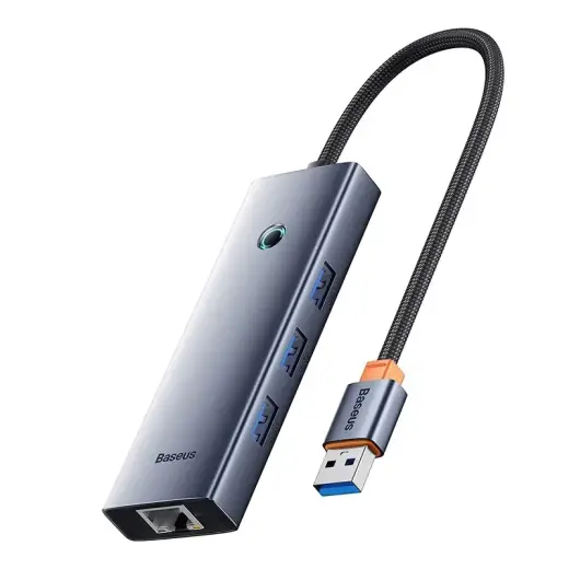 Hub Baseus UltraJoy Series Lite 4-Port (USB to USB 3.0*3+RJ45*1+USB-C 5V) (gray) Foto 2