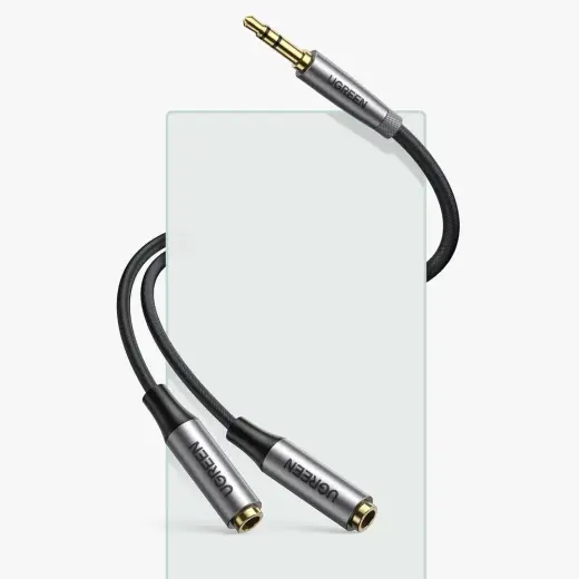UGREEN AUX audio sadalītājs ar jack 3,5 mm kabeli, 20 cm (sudraba krāsā) Foto 6