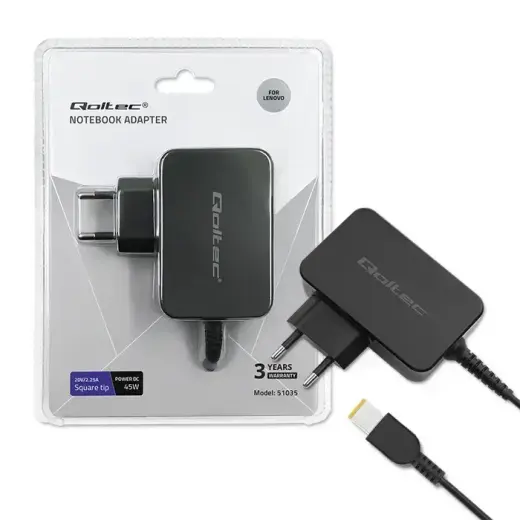 Qoltec Power adapter for laptop Lenovo 45W | 20V | 2.25A | Slim tip+pin