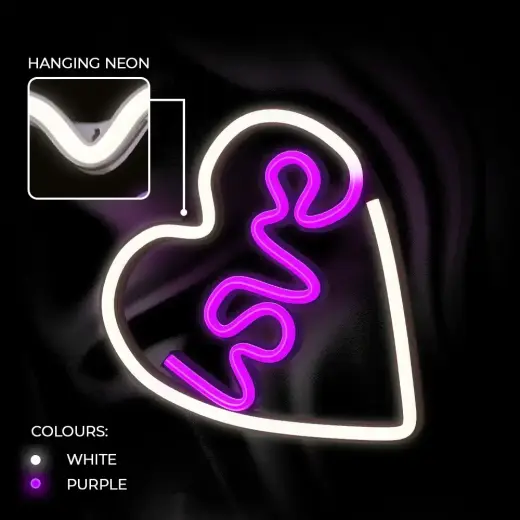 Neon LED Light LOVE HEART purple white NNE02 Neolia Foto 5