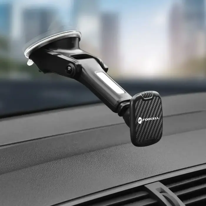 Magnetic car phone holder Forcell F-Grip Carbon H-CT327 windshield / dashboard black Photo