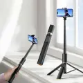 Tech-Protect L08S Bluetooth selfie stick with remote control, tripod up to 141cm - black Фото num