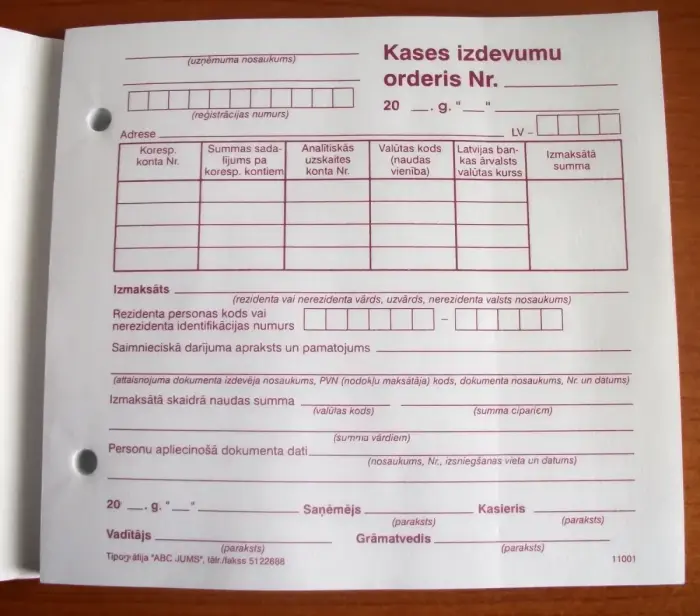 Kases izdevumu orderis A5Vspec 100 loksnes Foto 2