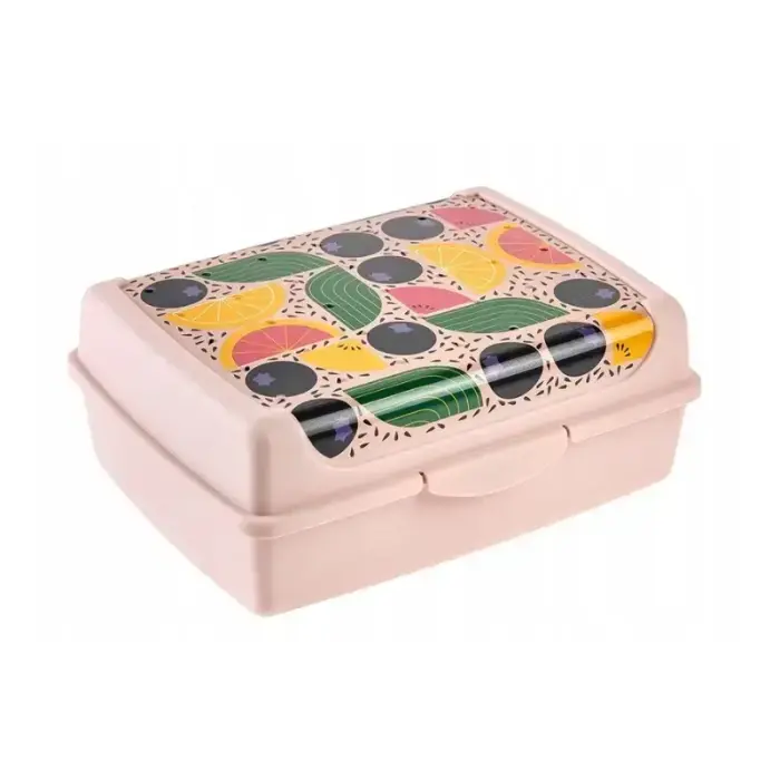 Food storage container deco-click-box midi 1L Carla “Fruits” 17x13x7cm pink
