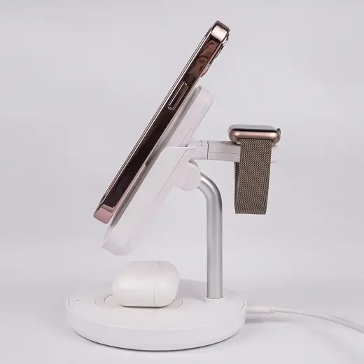 Forever MACS-100 magnetic wireless charging station with power bank white 5in1 Фото num