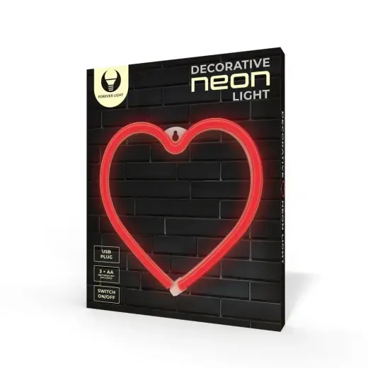 Neon LED Light HEART red Bat + USB FLNE07 Forever Light Foto 9