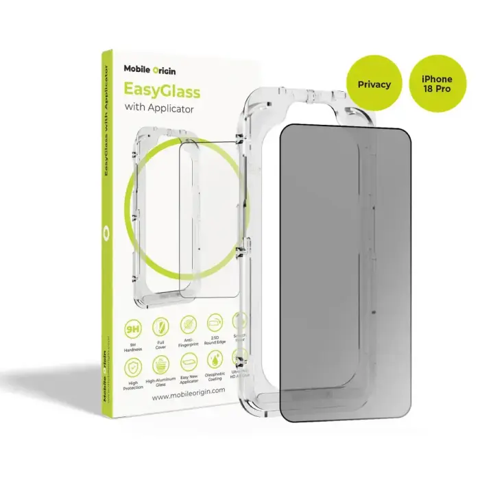 Mobile Origin EasyGlass Privacy with Applicator iPhone 18 Pro