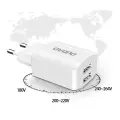 Dudao 2x USB mājas USB ceļojuma ES adapteris sienas lādētājs 5V|2.4A + Lightning kabelis balts (A2EU + Lightning balts) Foto 7