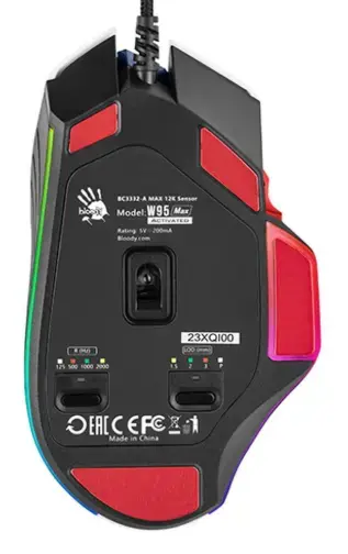 A4TECH Bloody W95 Max wired gaming mouse | RGB | 8 buttons |12000CPI | red with black Photo