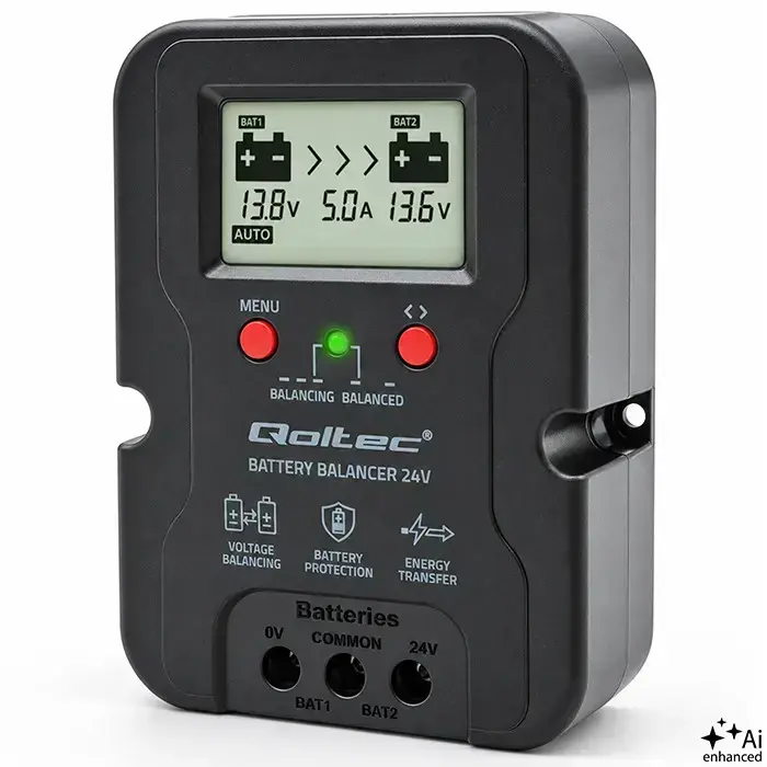 Qoltec Voltage balancer for 24V batteries 2 x 12V | 5A | AGM GEL LiFePO4 | LCD
