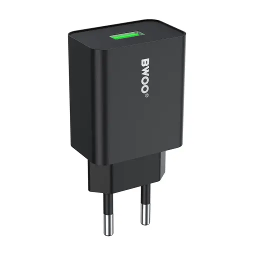 BWOO wall charger CDA249 5V 2,4A USB-A, black Foto 2