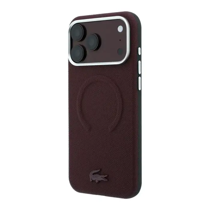 Lacoste Petit Pique Semi Wrap Embossed maciņš ar MagSafe atbalstu telefonam iPhone 18 Pro Max sarkans