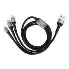 Cable 3in1 USB A to Lightning / Micro USB / USB C Blue Star 2,4A with braid 1,2 m TFK-DC-010 black Photo