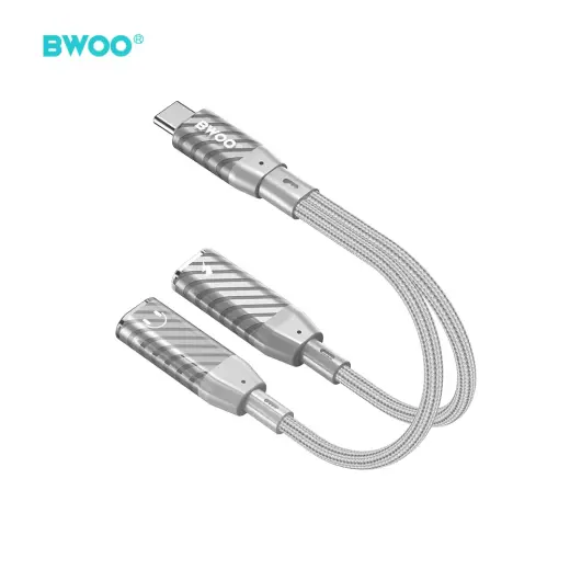 BWOO 2 in 1 Adapter  2 Type C ports to 3.5MM Jack BZ68
