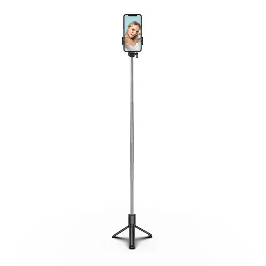 Selfie stick WHS1Y telescopic tripod 1m with phone holder - black Фото num