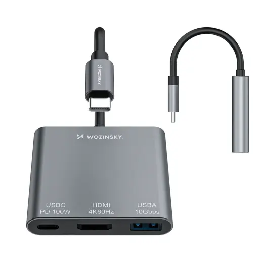 Hub Wozinsky WHCH-01 USB-C PD 100W HDMI 4K@30Hz USB-A 10Gbps - gray Foto 4
