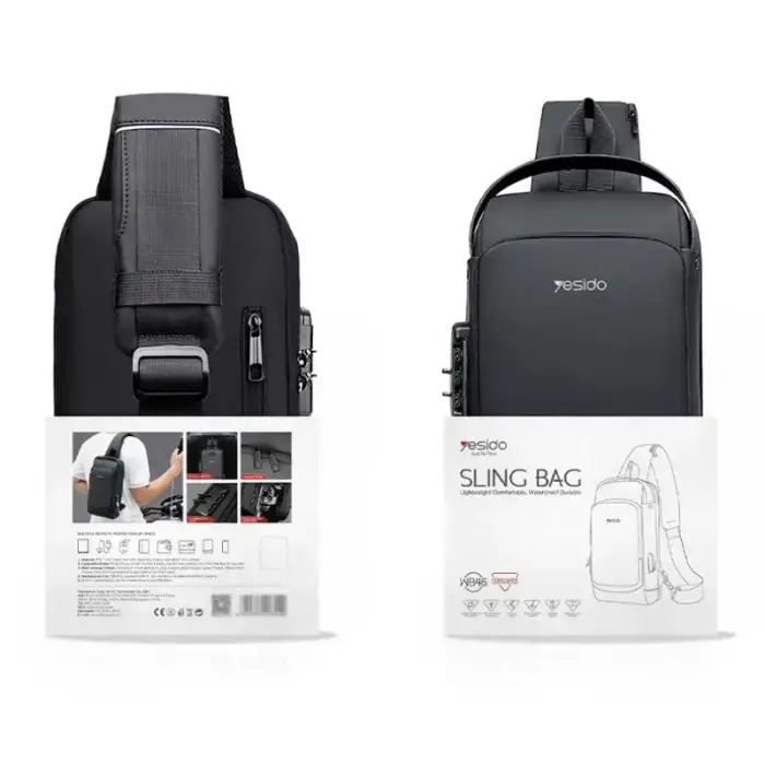 YESIDO WB46 WATERPROOF SHOULDER BAG  7 INCHES BLACK Foto 2