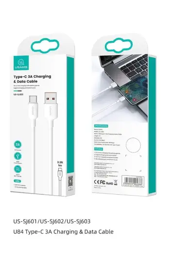 USAMS US-SJ603 провод для передачи данных и зарядки телефонов и планшетов | USB-A на USB-C | 3м | белый