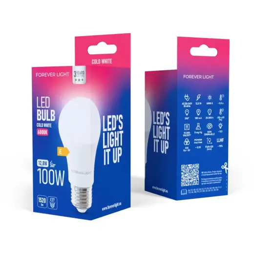 Forever Light LED Bulb E27 A60 12.8W 1520lm 6000K class E Фото num
