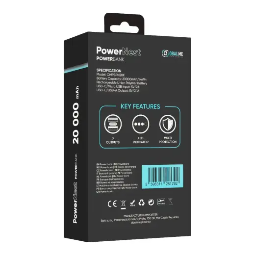 OBAL:ME PowerNest Powerbank 20000mAh Black (Damaged Blister) Foto 7