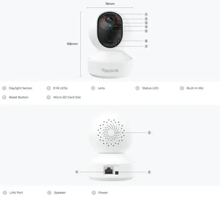 Bezvadu Wi-Fi iekštelpu kamera, E330, 5MP 2K, 2.4GHZ + 5GHz, MicroSD līdz 512GB