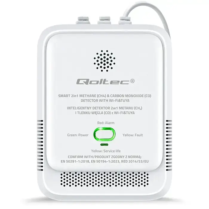 Qoltec Certified natural gas and carbon monoxide (CO) leak detector | CH4 | CO | NG | Tuya | Wi-Fi | 85dB alarm | LED Foto 10