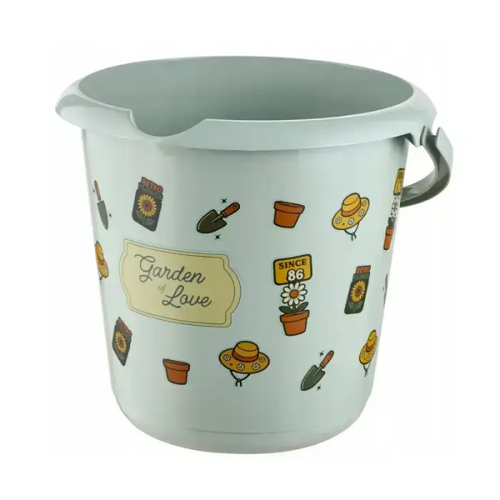 Deco bucket 10L Ilvie "Garden" Ø30x28cm green