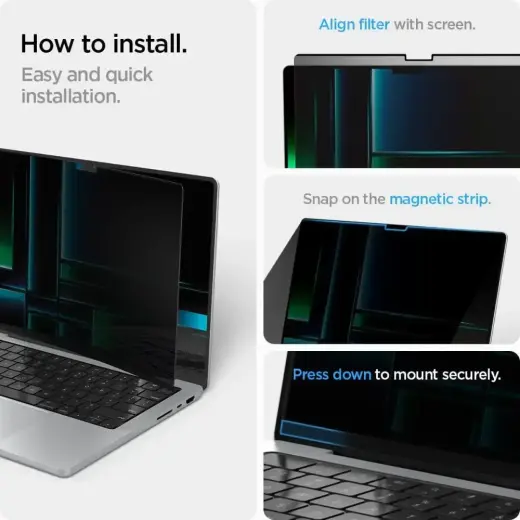 Spigen SafeView Privacy Screen Protector for MacBook Pro 14 (2021-2025) Foto 6