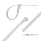 Qoltec Reusable Self-locking cable tie | 7.2*450 mm | Nylon UV | White Фото num