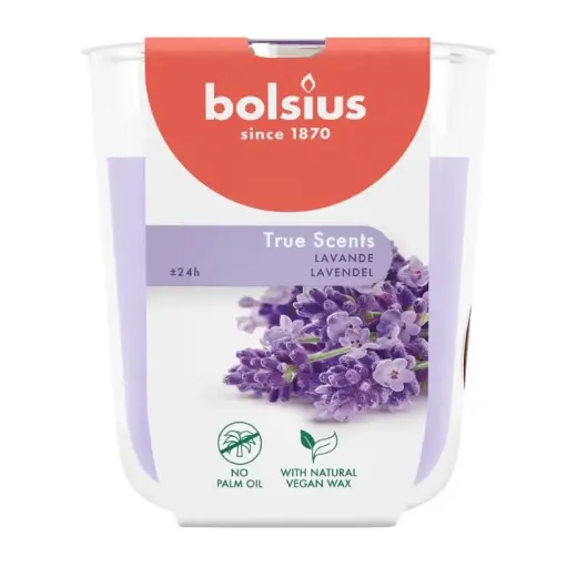 Svece arom. stikla gl. True Scents Ø80x73mm lavender