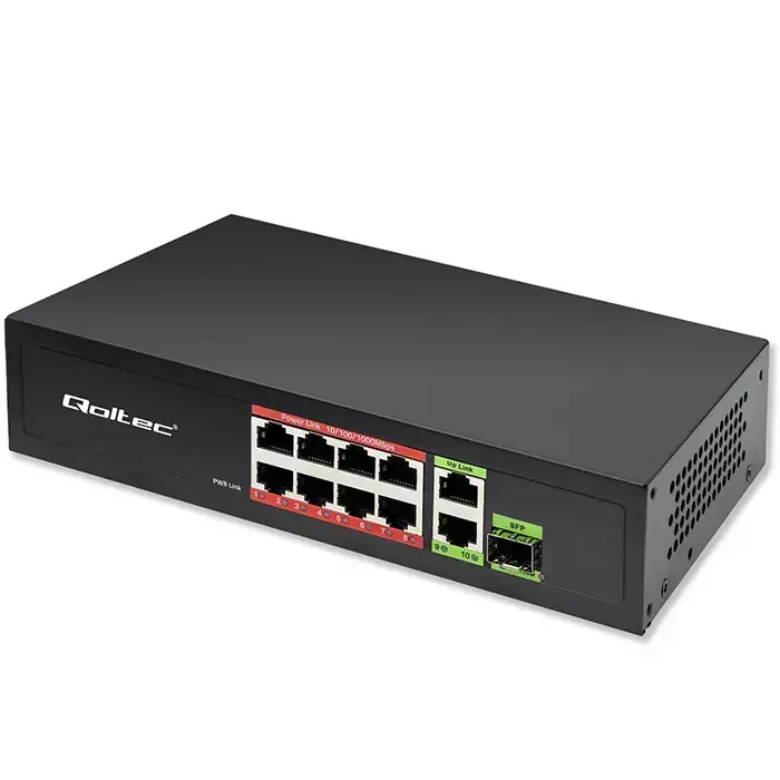 Qoltec FAST Ethernet PoE SWITCH 8x RJ45 PoE 2x RJ45 Uplink 1x SFP | 120W | 1000 Mb Foto 10