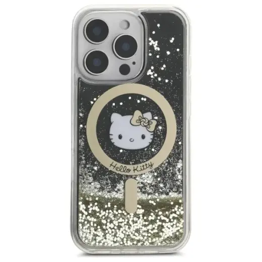Hello Kitty HKHMP16LLGDIK iPhone 16 Pro   6.3" czarny złoty|black gold hardcase Liquid Glitter Fever MagSafe Фото num