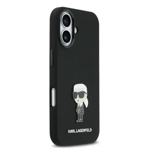 Karl Lagerfeld Liquid Silicone Metal Ikonik Case for iPhone 17 Black Foto 3
