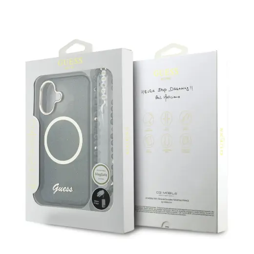 Guess IML Glitter Script Strap MagSafe Case for iPhone 17 Black Foto 6